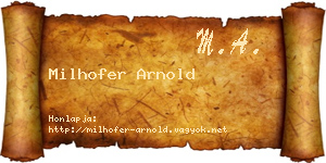Milhofer Arnold névjegykártya